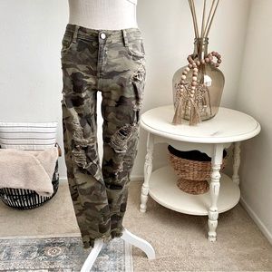 Zara Distressed Camo Jeans